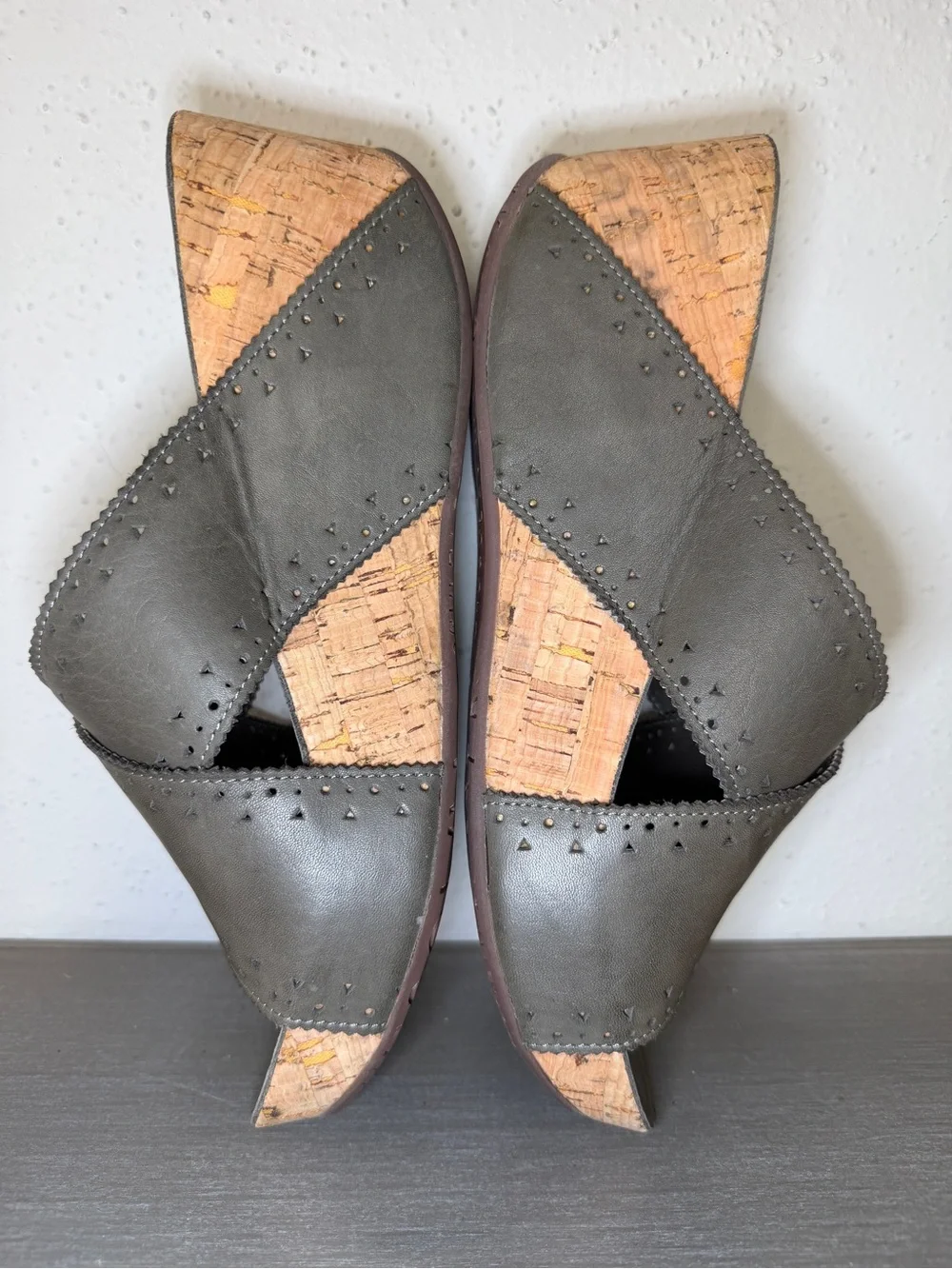 Women’s Chocolat Blu Mysti Leather Cork Wedge Slide Sandals Size 9 Comfort
